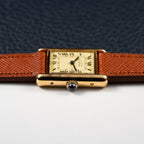 Cartier Tank Vermeil Full Set Roman Lemon Dial from 1981