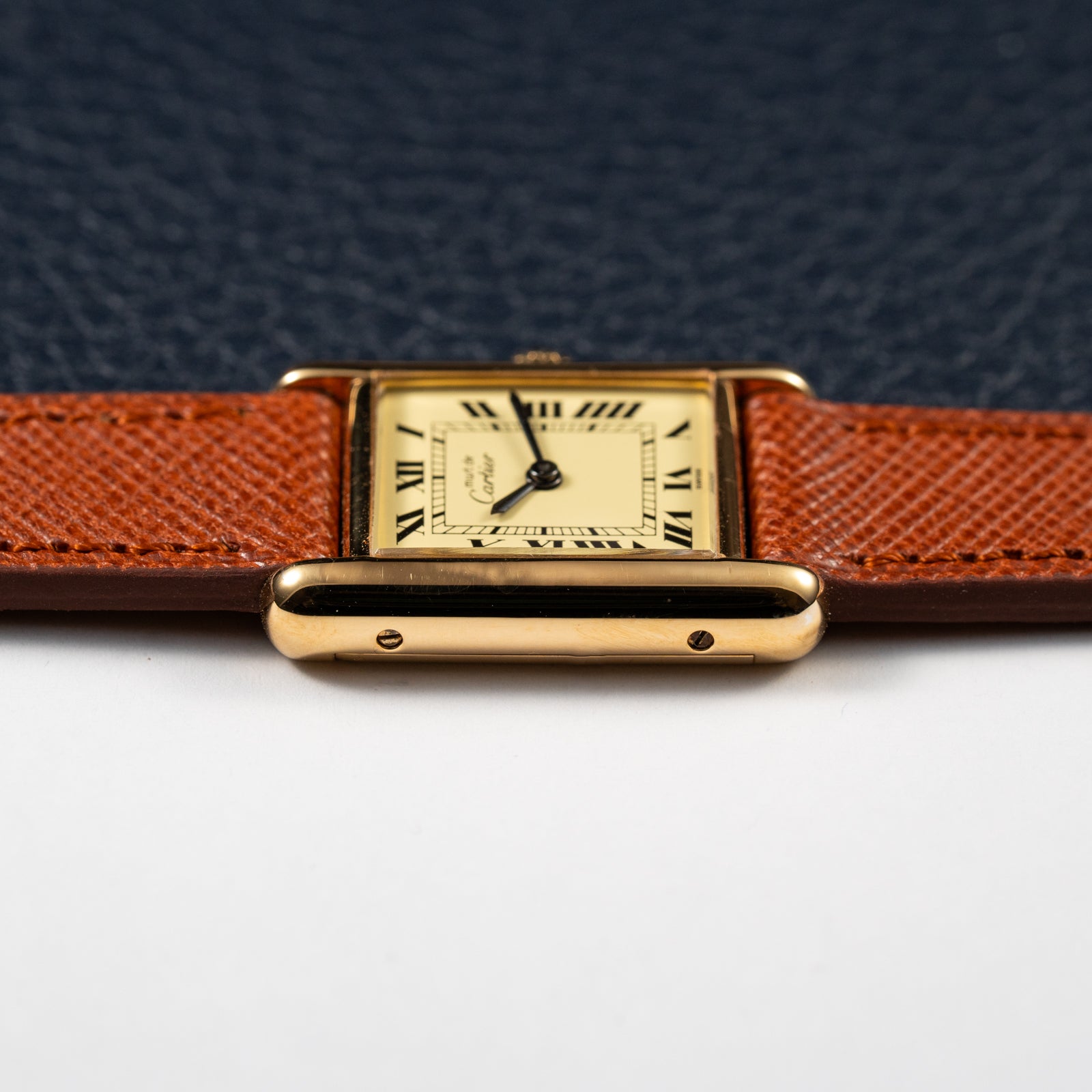 Cartier Tank Vermeil Full Set Roman Lemon Dial from 1981