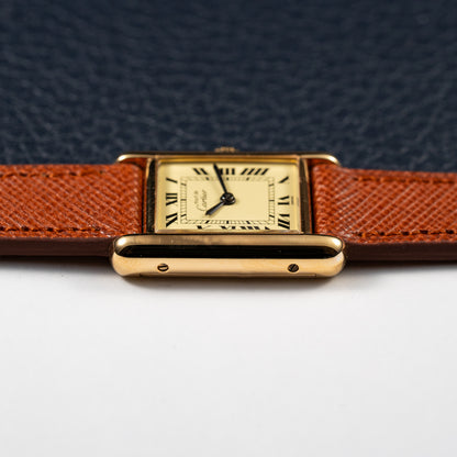 Cartier Tank Vermeil Full Set Roman Lemon Dial from 1981
