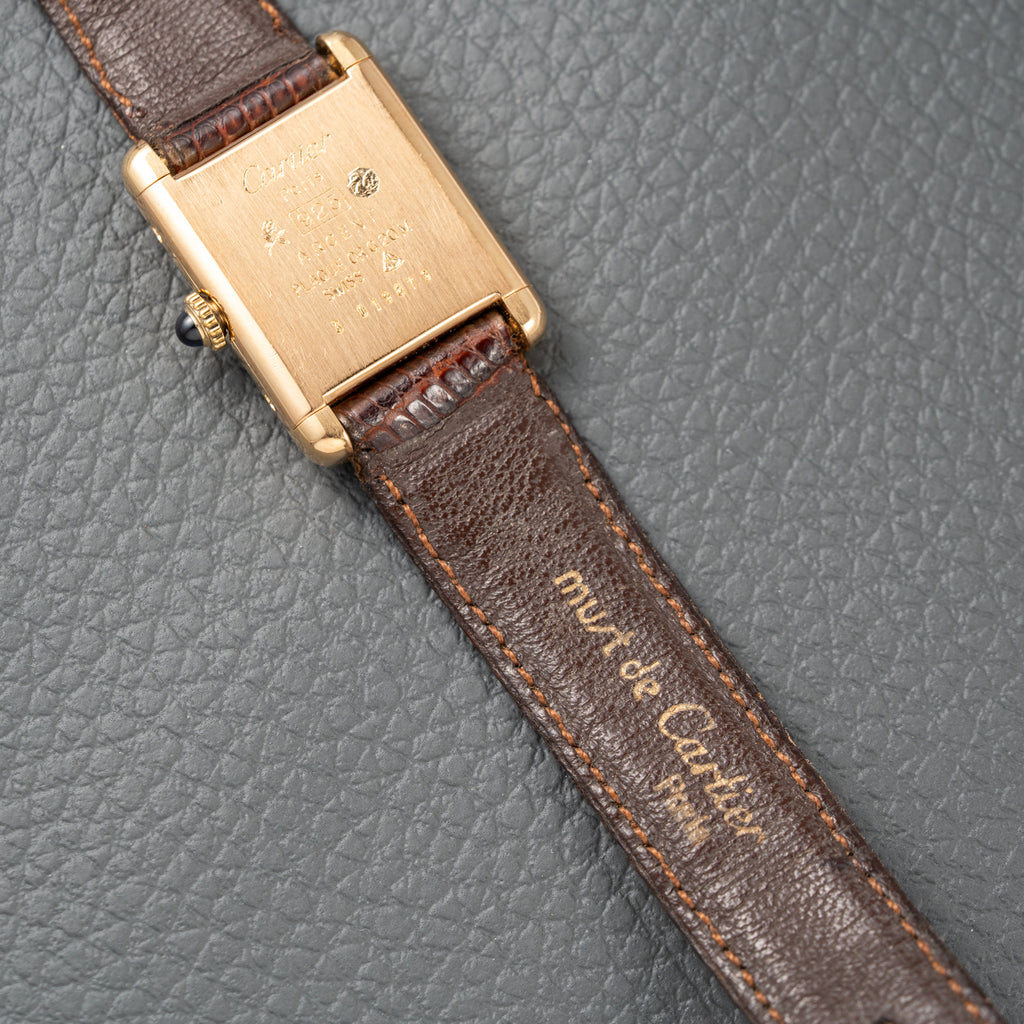 Cartier Must de Tank Vermeil Burgundy Red Dial PM 1980s