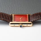 Cartier Must de Tank Vermeil Burgundy Red Dial PM 1980s