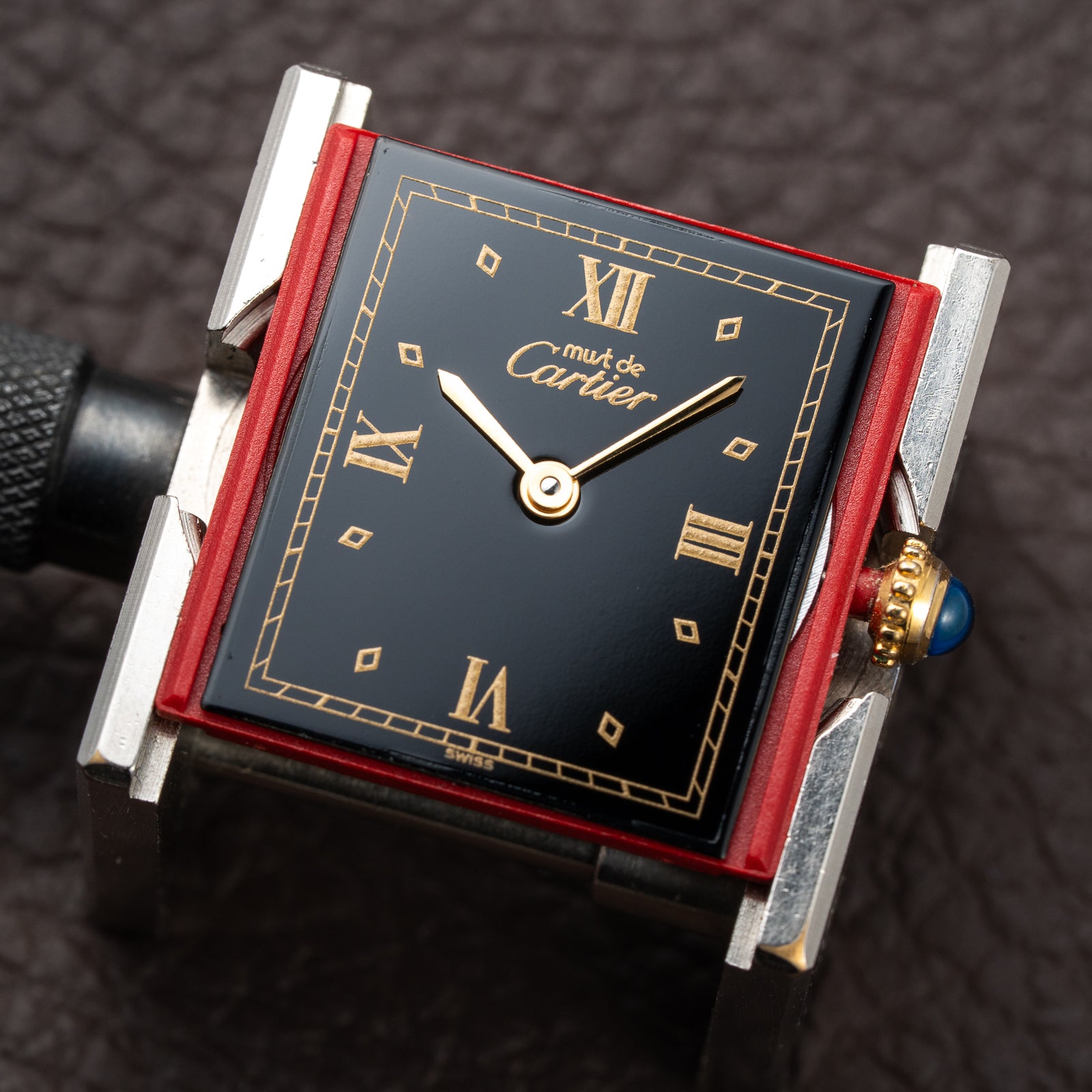 Cartier Must de Tank Vermeil Black Glossy Art Deco Dial GM Ref. 590005 from 1990s