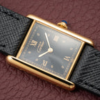 Cartier Must de Tank Vermeil Black Glossy Art Deco Dial GM Ref. 590005 from 1990s