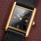 Cartier Must de Tank Vermeil Black Glossy Art Deco Dial GM Ref. 590005 from 1990s