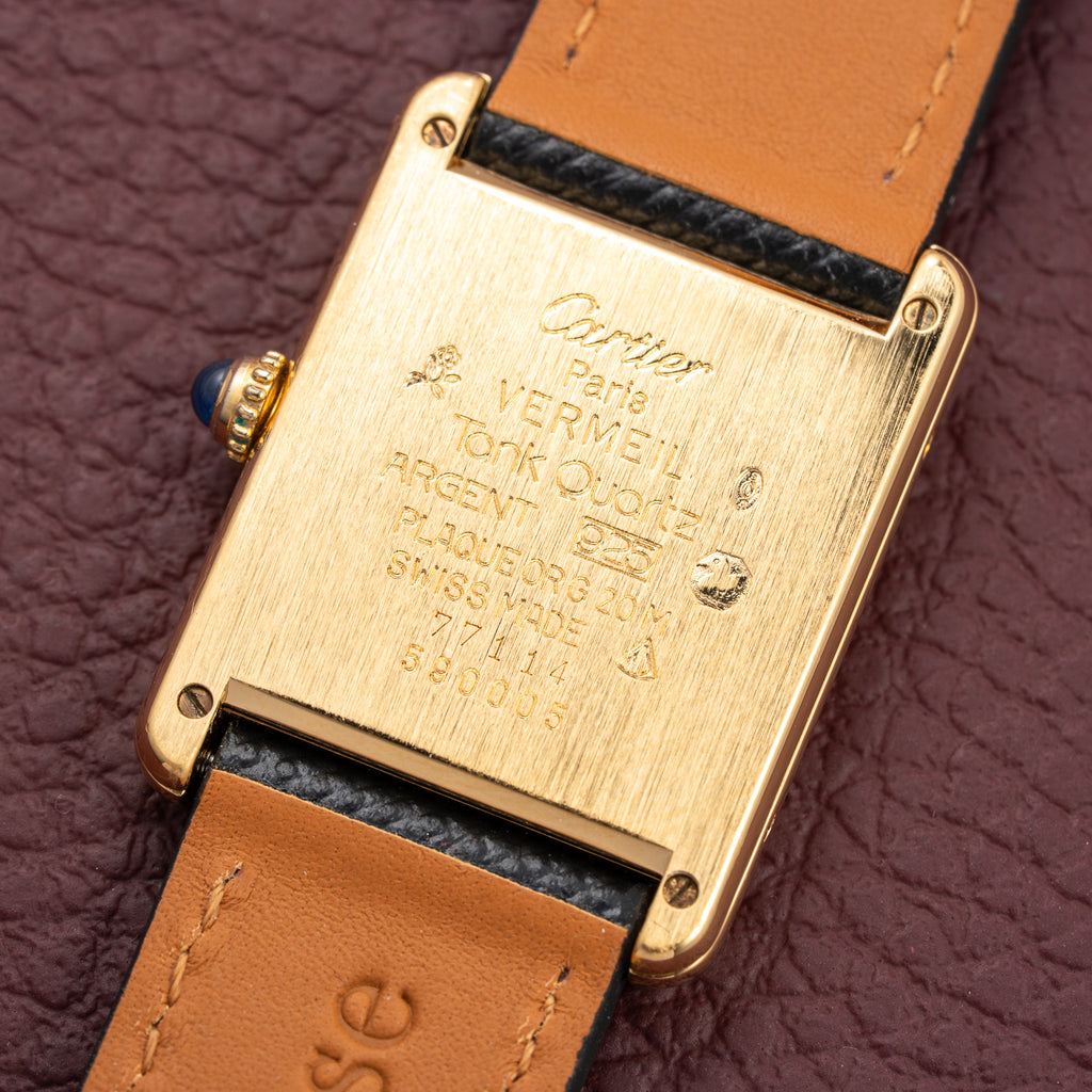 Cartier Must de Tank Vermeil Black Glossy Art Deco Dial GM Ref. 590005 from 1990s