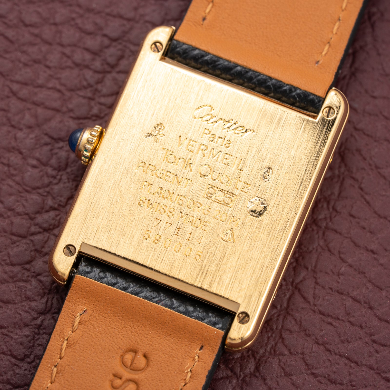 Cartier Must de Tank Vermeil Black Glossy Art Deco Dial GM Ref. 590005 from 1990s