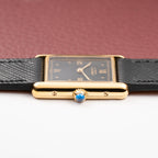 Cartier Must de Tank Vermeil Black Glossy Art Deco Dial GM Ref. 590005 from 1990s