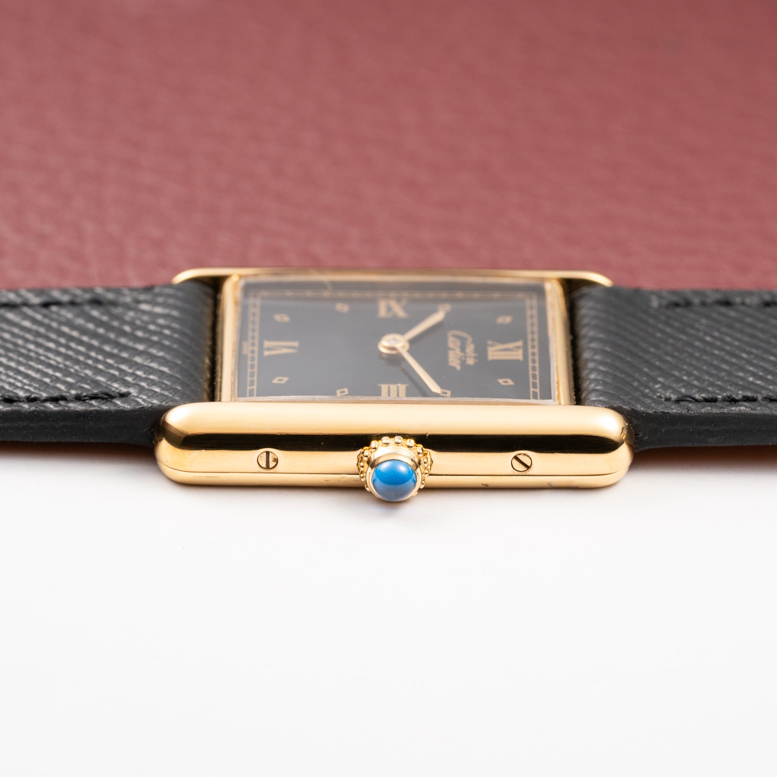Cartier Must de Tank Vermeil Black Glossy Art Deco Dial GM Ref. 590005 from 1990s