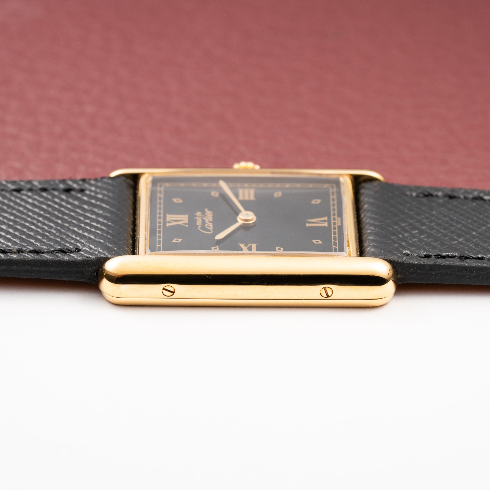 Cartier Must de Tank Vermeil Black Glossy Art Deco Dial GM Ref. 590005 from 1990s