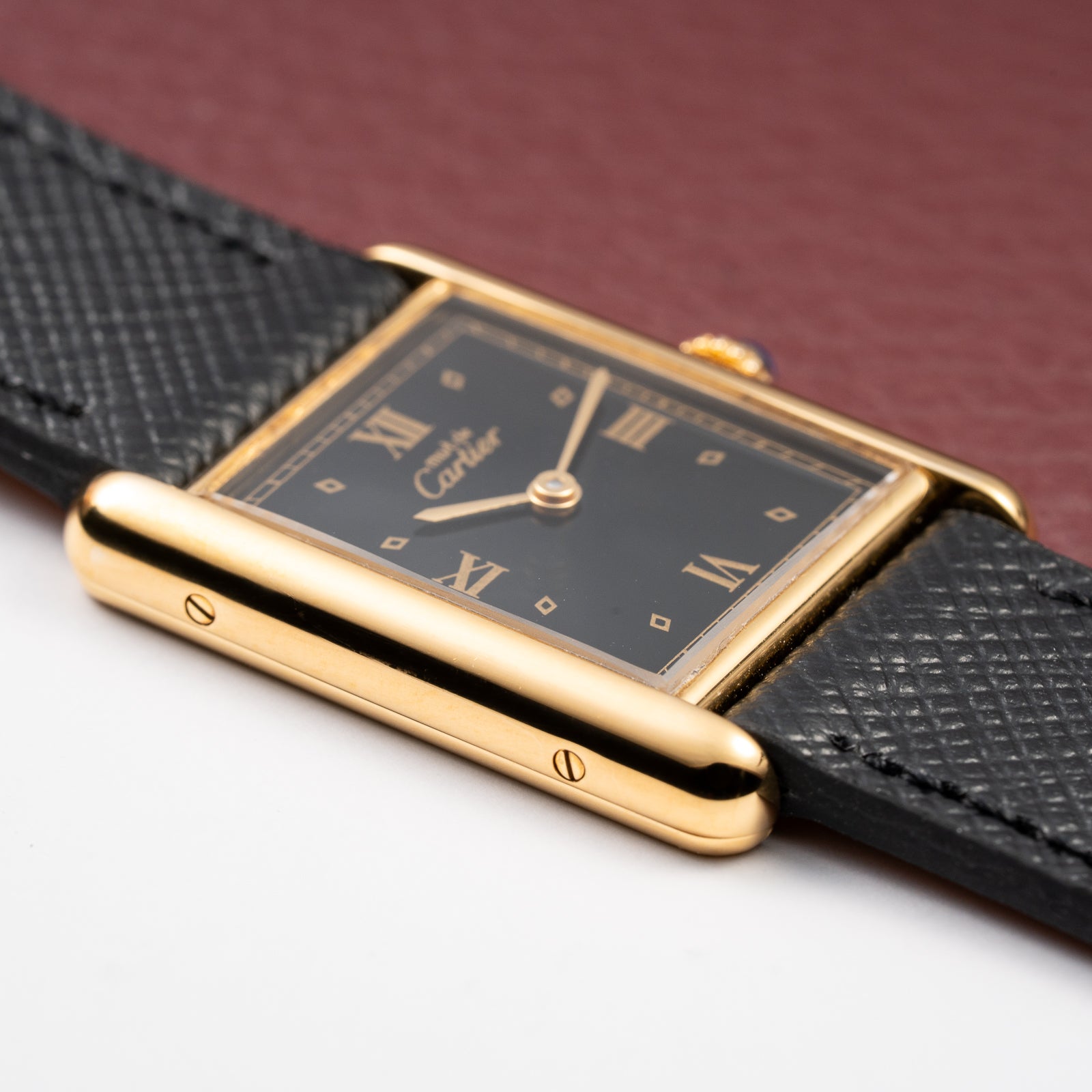Cartier Must de Tank Vermeil Black Glossy Art Deco Dial GM Ref. 590005 from 1990s