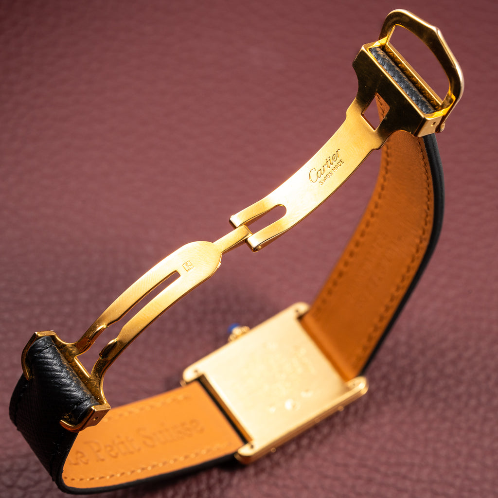 Cartier Must de Tank Vermeil Black Glossy Art Deco Dial GM Ref. 590005 from 1990s