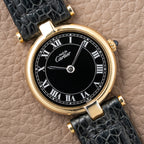 Cartier Must de Vendôme Black Roman Dial Vermeil Ref. 590004 from the 1990s