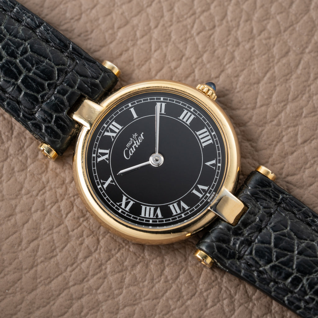 Cartier Must de Vendôme Black Roman Dial Vermeil Ref. 590004 from the 1990s