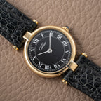 Cartier Must de Vendôme Black Roman Dial Vermeil Ref. 590004 from the 1990s