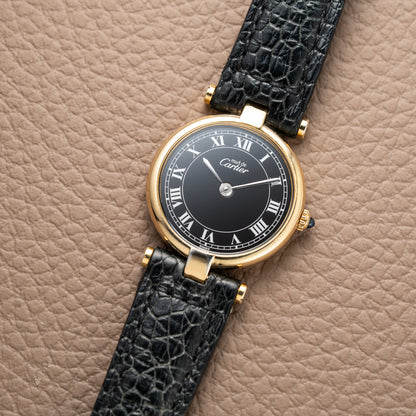 Cartier Must de Vendôme Black Roman Dial Vermeil Ref. 590004 from the 1990s