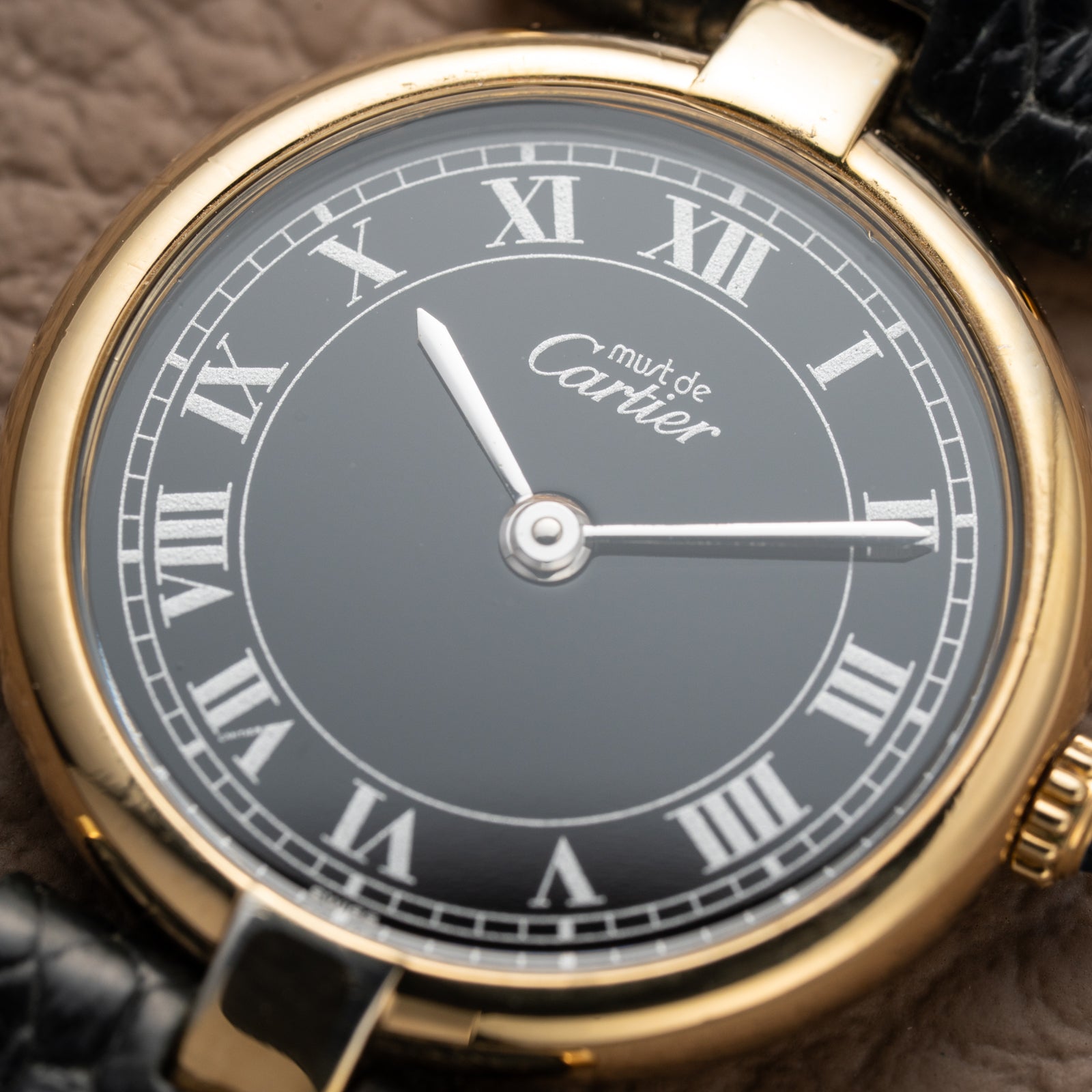 Cartier Must de Vendôme Black Roman Dial Vermeil Ref. 590004 from the 1990s