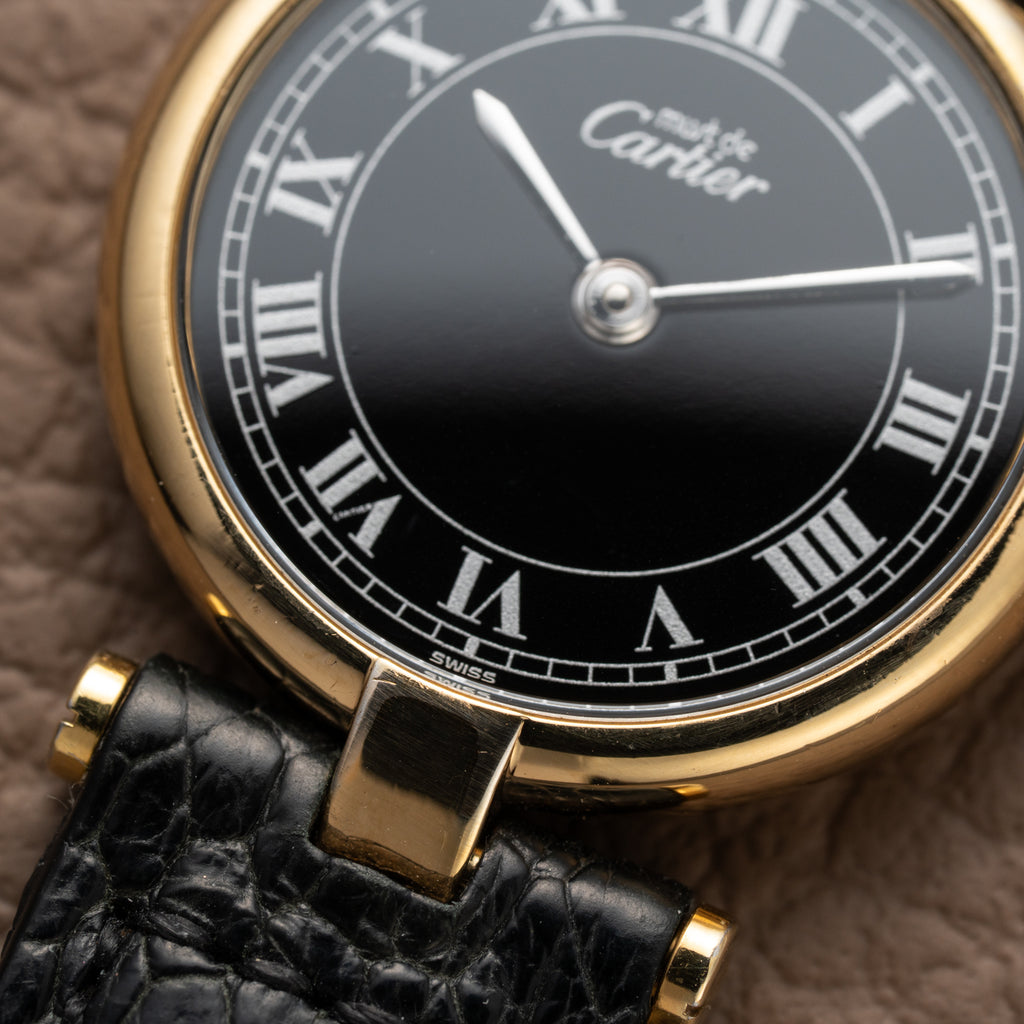 Cartier Must de Vendôme Black Roman Dial Vermeil Ref. 590004 from the 1990s