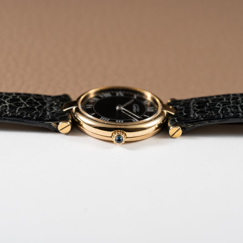 Cartier Must de Vendôme Black Roman Dial Vermeil Ref. 590004 from the 1990s