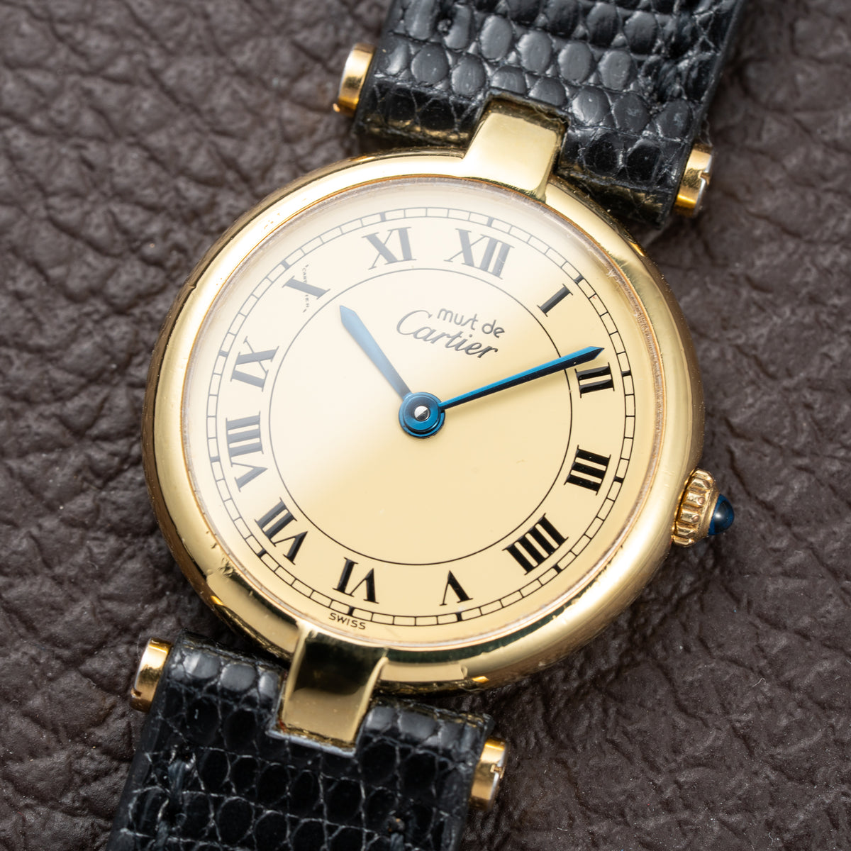 Cartier Must de Vendôme Vermeil Lemon Roman Dial Ref. 590004 from 1990s