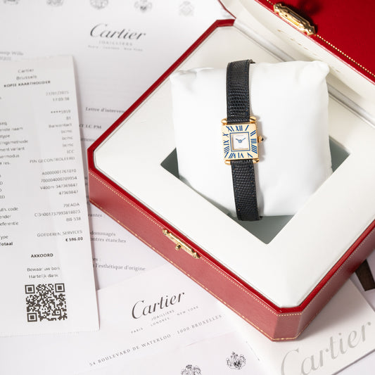 Cartier Obus Quadrant Blue Enamel Paris Dial Small Model Ref. A101