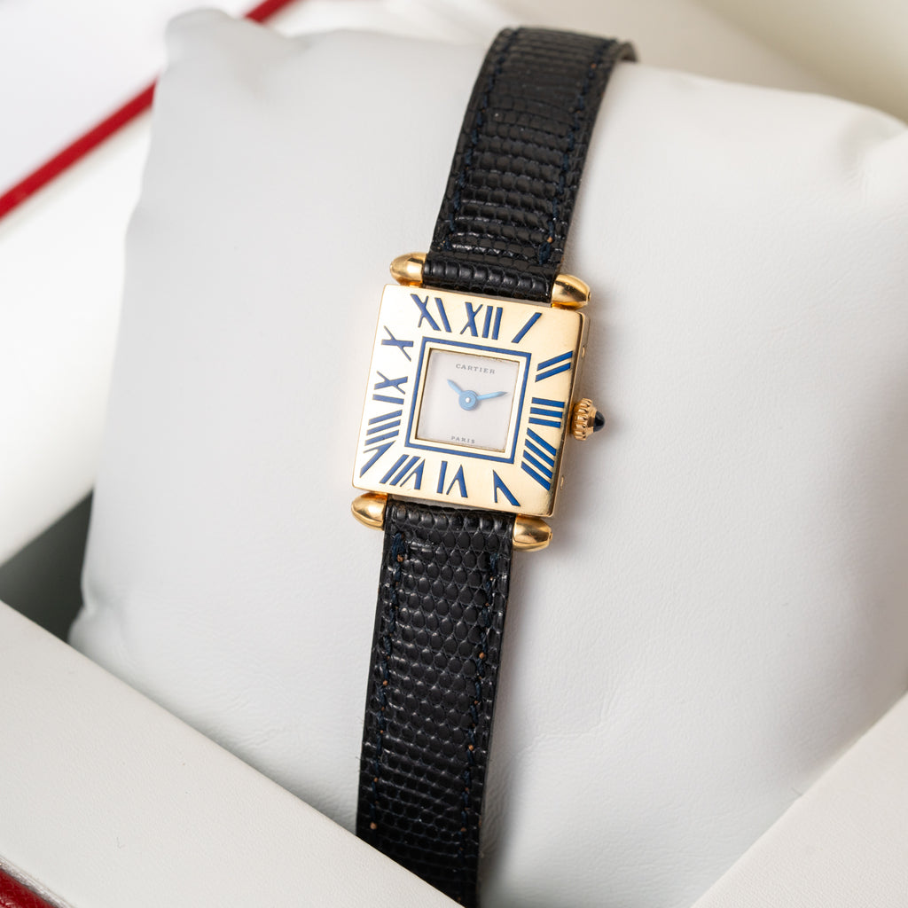 Cartier Obus Quadrant Blue Enamel Paris Dial Small Model Ref. A101