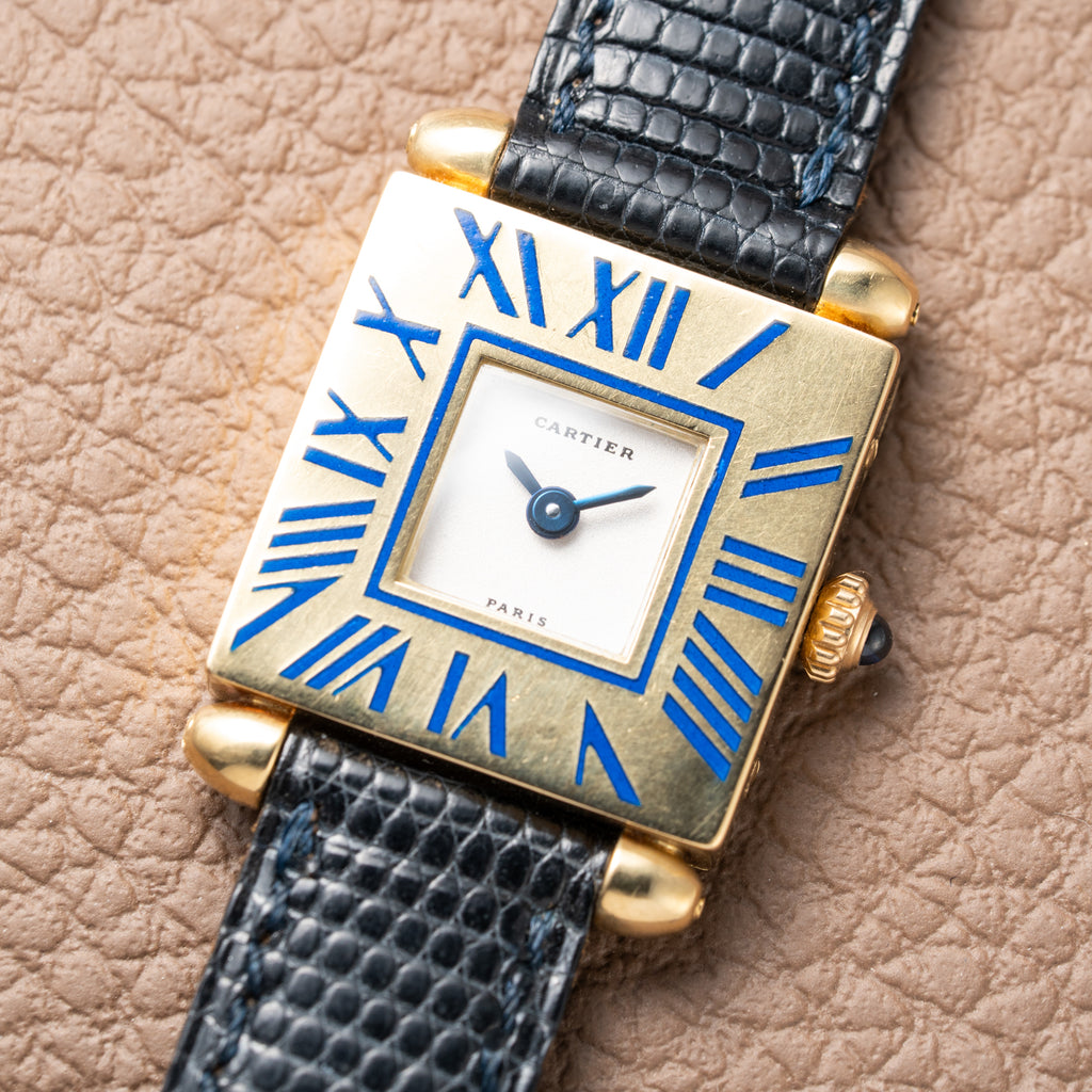Cartier Obus Quadrant Blue Enamel Paris Dial Small Model Ref. A101