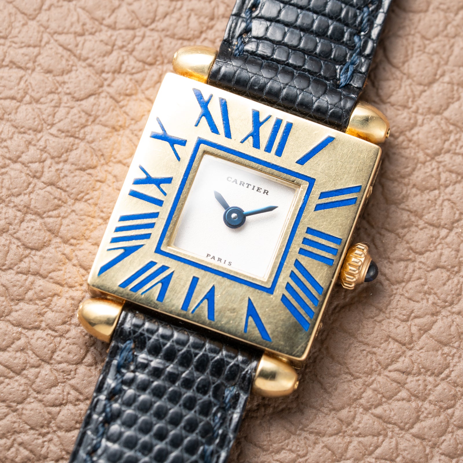 Cartier Obus Quadrant Blue Enamel Paris Dial Small Model Ref. A101