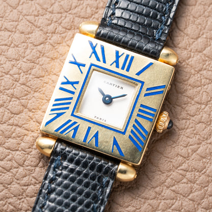 Cartier Obus Quadrant Blue Enamel Paris Dial Small Model Ref. A101