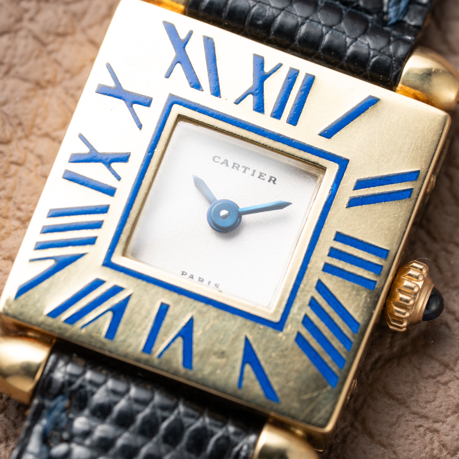 Cartier Obus Quadrant Blue Enamel Paris Dial Small Model Ref. A101