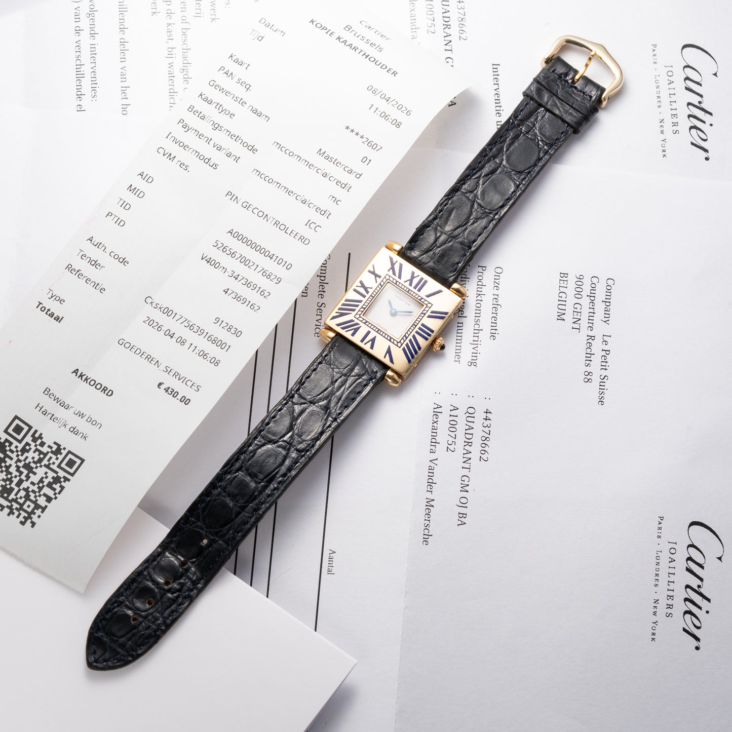 Cartier Obus 'Paris' Quadrant Blue Enamel Large Model 18k Yellow Gold GM Ref. A100 circa 1984