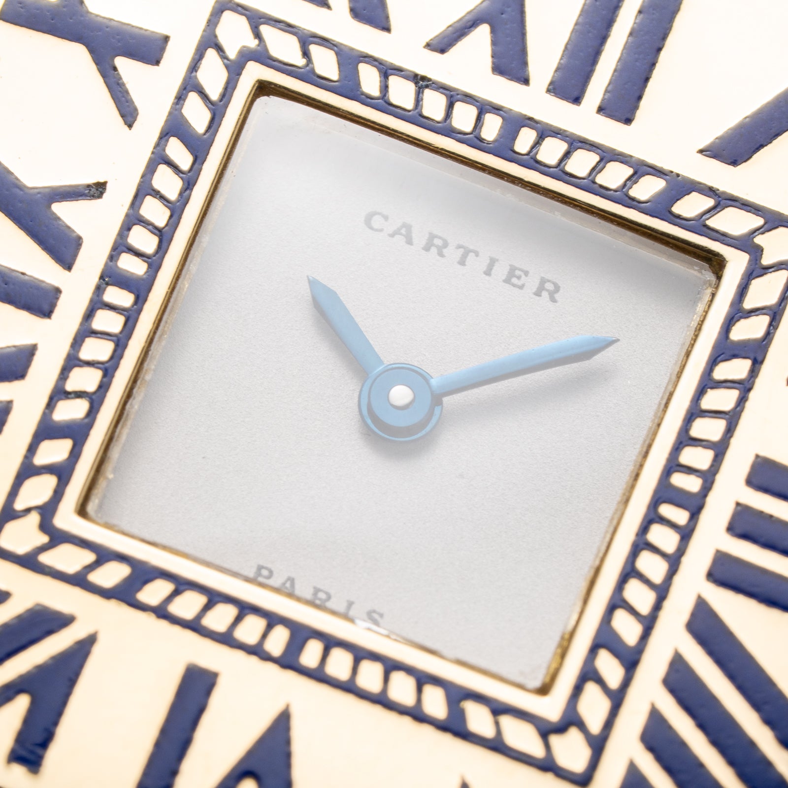 Cartier Obus 'Paris' Quadrant Blue Enamel Large Model 18k Yellow Gold GM Ref. A100 circa 1984