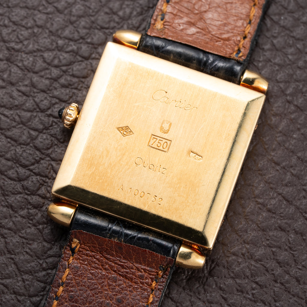 Cartier Obus 'Paris' Quadrant Blue Enamel Large Model 18k Yellow Gold GM Ref. A100 circa 1984