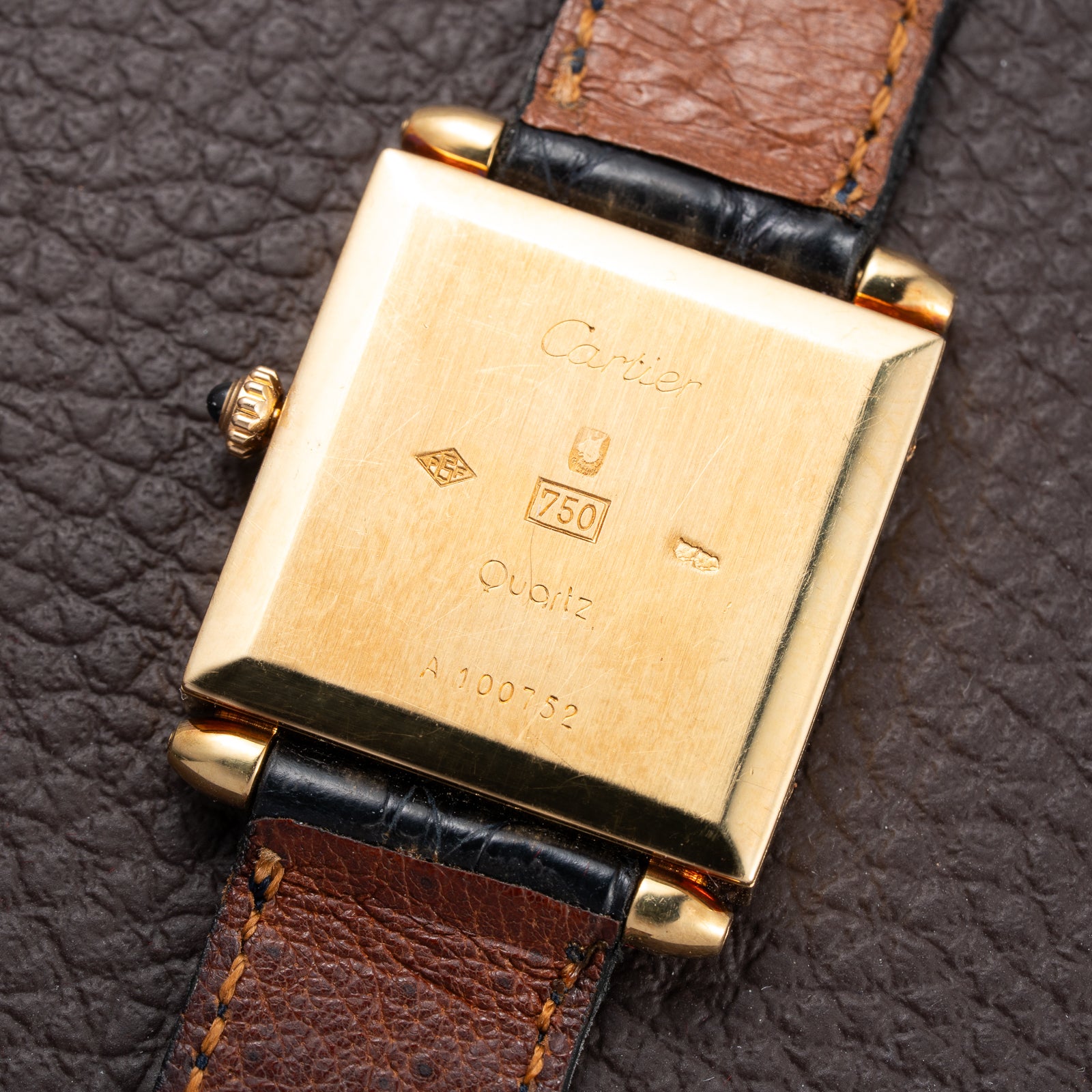 Cartier Obus 'Paris' Quadrant Blue Enamel Large Model 18k Yellow Gold GM Ref. A100 circa 1984