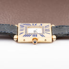 Cartier Obus 'Paris' Quadrant Blue Enamel Large Model 18k Yellow Gold GM Ref. A100 circa 1984