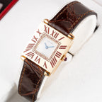 Cartier Obus 'Paris' Quadrant Red Burgundy Enamel Large Model 18k Yellow Gold GM Ref. A102 circa 1984