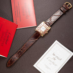 Cartier Obus 'Paris' Quadrant Red Burgundy Enamel Large Model 18k Yellow Gold GM Ref. A102 circa 1984