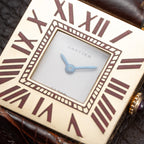Cartier Obus 'Paris' Quadrant Red Burgundy Enamel Large Model 18k Yellow Gold GM Ref. A102 circa 1984