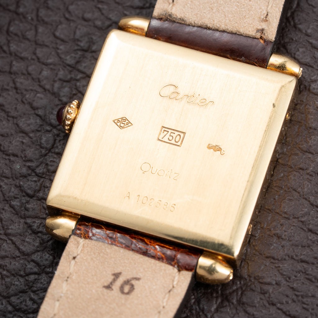 Cartier Obus 'Paris' Quadrant Red Burgundy Enamel Large Model 18k Yellow Gold GM Ref. A102 circa 1984