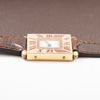 Cartier Obus 'Paris' Quadrant Red Burgundy Enamel Large Model 18k Yellow Gold GM Ref. A102 circa 1984