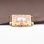 Cartier Obus 'Paris' Quadrant Red Burgundy Enamel Large Model 18k Yellow Gold GM Ref. A102 circa 1984