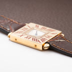 Cartier Obus 'Paris' Quadrant Red Burgundy Enamel Large Model 18k Yellow Gold GM Ref. A102 circa 1984