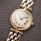 Cartier Panthère Ronde Vendôme Factory Diamond Set 18K Yellow Gold Quartz PM With Box Ref. 66920 From 1990