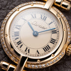 Cartier Panthère Ronde Vendôme Factory Diamond Set 18K Yellow Gold Quartz PM With Box Ref. 66920 From 1990