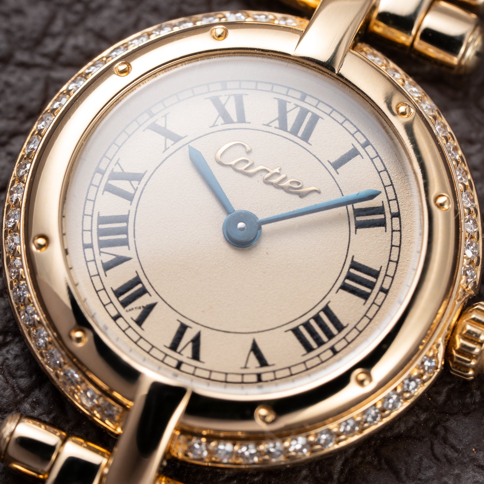 Cartier Panthère Ronde Vendôme Factory Diamond Set 18K Yellow Gold Quartz PM With Box Ref. 66920 From 1990
