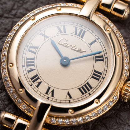 Cartier Panthère Ronde Vendôme Factory Diamond Set 18K Yellow Gold Quartz PM With Box Ref. 66920 From 1990