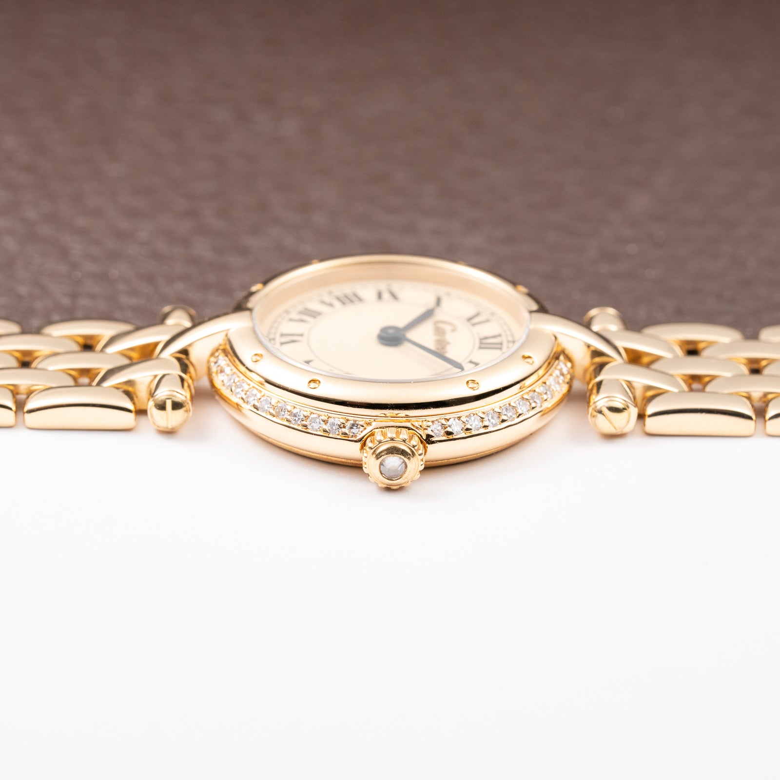 Cartier Panthère Ronde Vendôme Factory Diamond Set 18K Yellow Gold Quartz PM With Box Ref. 66920 From 1990