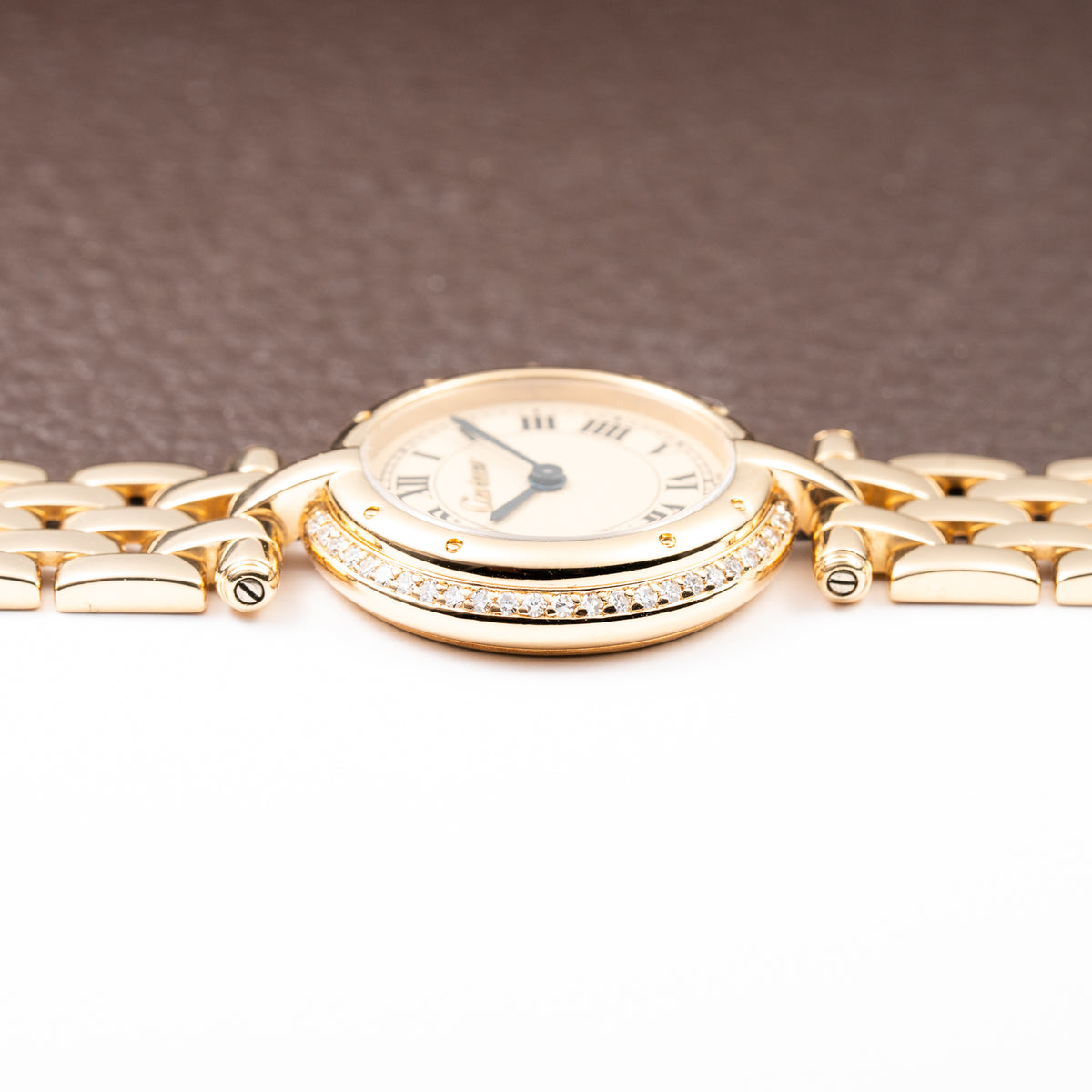 Cartier Panthère Ronde Vendôme Factory Diamond Set 18K Yellow Gold Quartz PM With Box Ref. 66920 From 1990
