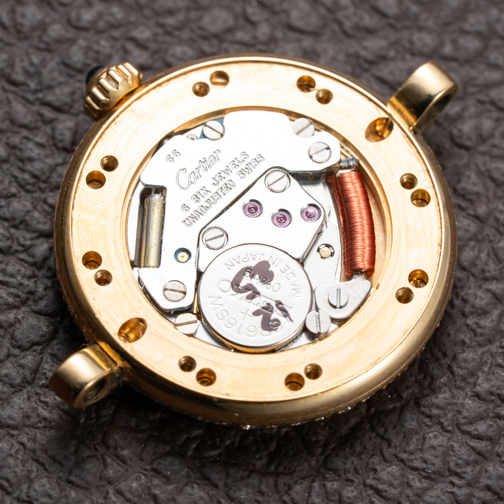 Cartier Panthère Ronde Vendôme Factory Diamond Set 18K Yellow Gold Quartz PM Ref. 66920 From 1990 With Box