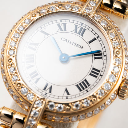 Cartier Panthère Ronde Vendôme Factory Diamond Set 18K Yellow Gold Quartz PM Ref. 66920 From 1990 With Box