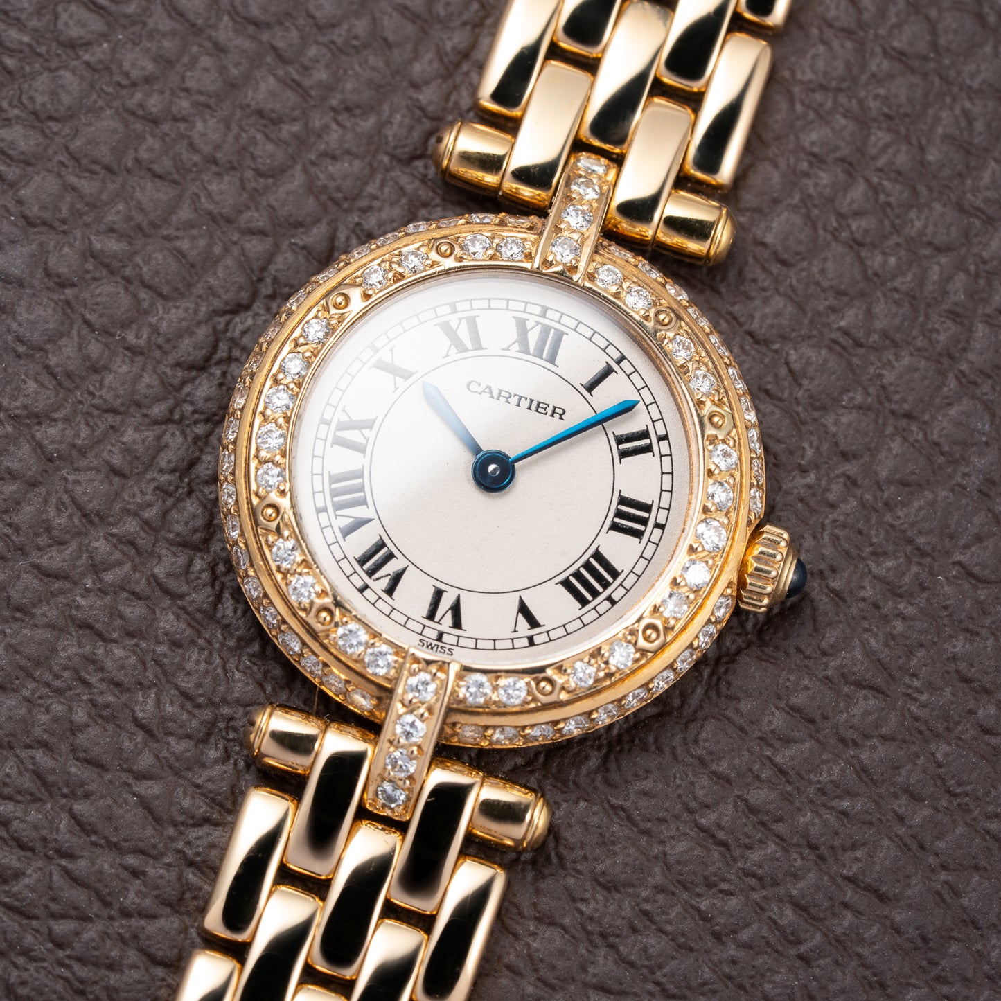 Cartier Panthère Ronde Vendôme Factory Diamond Set 18K Yellow Gold Quartz PM Ref. 66920 From 1990 With Box